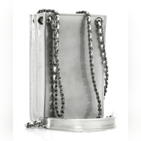 Chanel Silver Patent CC Crossbody phone holder Ruthenium hardware - Picture 3 of 12